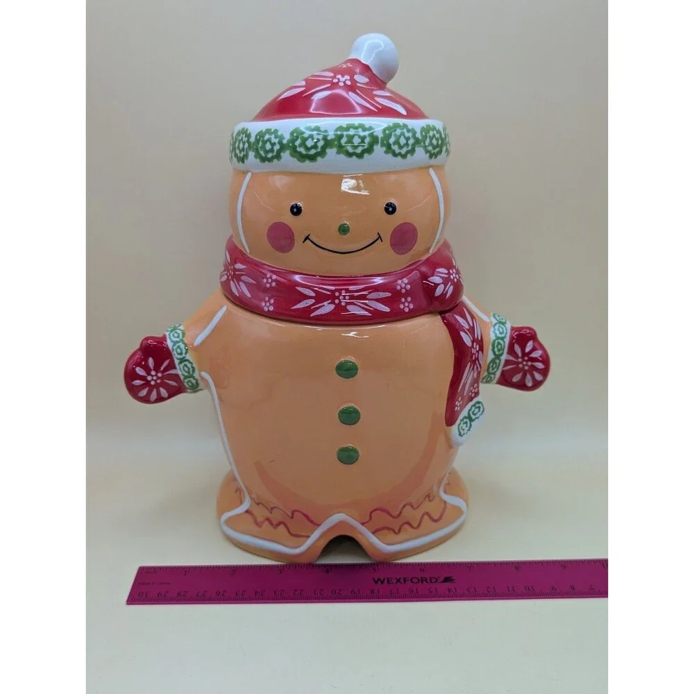 Temp-tations Gingerbread Man Cookie Jar Creamer Sugar Bowl Set Christmas Holiday